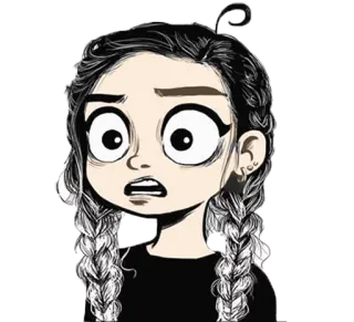 😳 Dessin animé, Illustration, Femme, Effrayé, Inquiet, Visage, Personnage, Fille telegram sticker