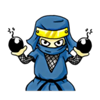 💣 Ninja, Dessin animé, Personnage, Combattant, Arts martiaux, Furtif telegram sticker