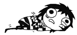 😖 Kartun, Emo, Hitam putih, Karakter, Berbaring telegram sticker