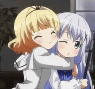 βοΈ anime, girls, hugging, cartoon telegram sticker