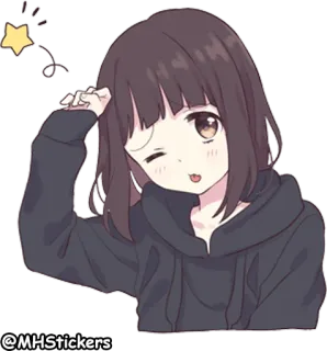 😉 @MHStickers Аниме девушка, Наклейка, Манга, Милый, Каштановые волосы telegram sticker