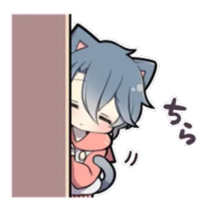 😶 ちら chat, animé, chibi, mignon, kawaii whatsapp sticker