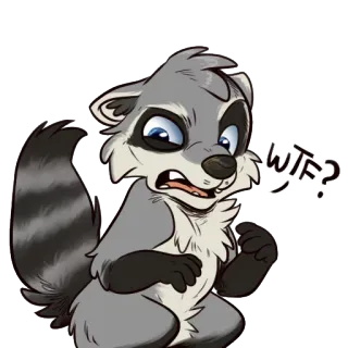 😨 WTF? raccoon, animal, cartoon, shocked, cute whatsapp sticker