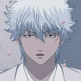 🧊 Gintoki Sakata Gintama Anime, Manga, Gintama, Gintoki Sakata, Cheveux argentés, Personnage, Portrait telegram sticker