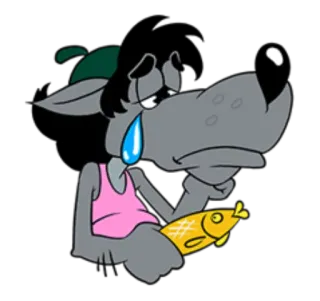 😢 lupo, piangere, triste, cartone animato, pesce telegram sticker