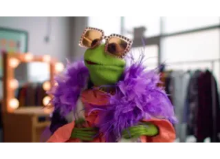 😎 Kermit the Frog muppets, rana, glamour, celebrità, stile telegram sticker
