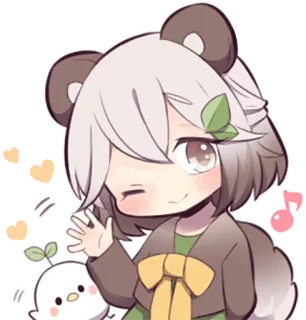👋 anime girl, chibi, cute, kawaii, panda, animal, cartoon, character telegram sticker
