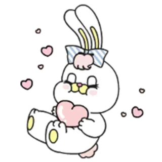 ❤️ kelinci, lucu, kawaii, hati, binatang, stiker telegram sticker
