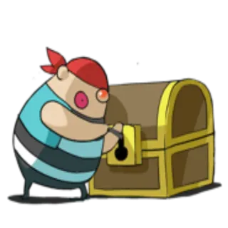 🪙 bajak laut, harta karun, peti, kartun, kunci whatsapp sticker