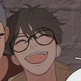 🧸 Dessin animé, Anime, Personne, Visage, Lunettes, Sourire telegram sticker