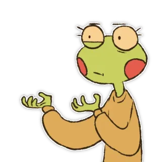 😕 kikker, cartoon, vragend, gebaar, verward, illustratie telegram sticker