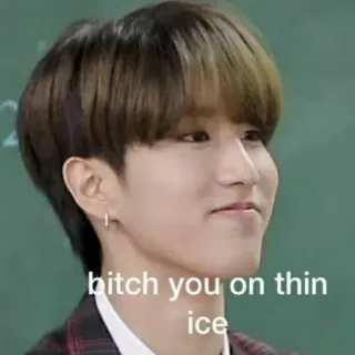 😑 bitch you on thin ice ミーム, 面白い, 脅威, フレーズ, Kpop, エンタメ whatsapp sticker