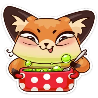 🍜 lis, gotowanie, mikstura, kreskówka, zwierzę telegram sticker