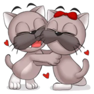 💘 猫, 猫, 愛, ハート, キス, 漫画 telegram sticker