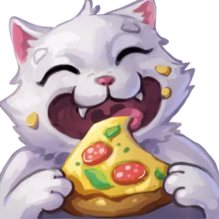 🍕 cat, pizza, food, cute, cartoon, eating telegram sticker