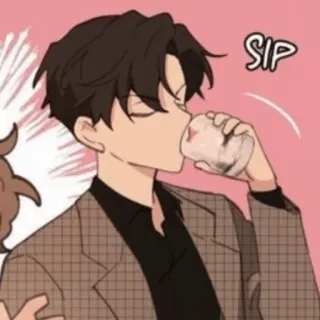 🎗 SIP 飲む, 男, アニメ, すする, 飲み物, コーヒー telegram sticker
