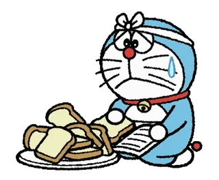 ⭐️ Doraemon doraemon, animé, dessin animé, chat, triste, pain whatsapp sticker
