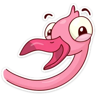 😛 flamingo, cartoon, tier, vogel, rosa, aufkleber telegram sticker