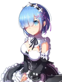 😏 Rem Anime, Rem, Re:Zero, linda, maid, pelo azul, chica anime whatsapp sticker