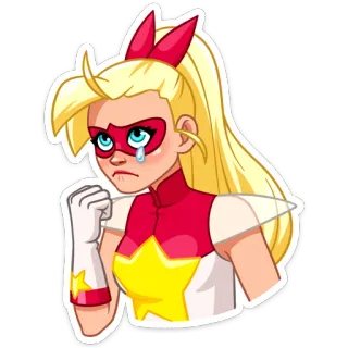 😥 super-herói, quadrinhos, desenho animado, adesivo, loira, personagem, menina telegram sticker