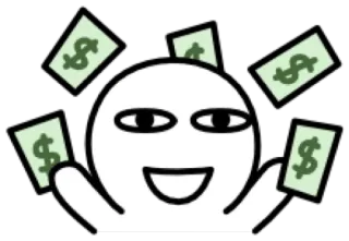 😀 Geld, Dollarzeichen, Reichtum, Erfolg, Cartoon, Glücklich, Bargeld, Finanzen telegram sticker
