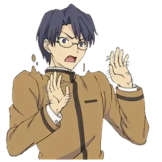 😰 anime, character, gesture, worried, student whatsapp sticker