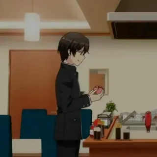 ⚡️ Anime, Homem, Cozinha, Cozinhando, Comida, Interior telegram sticker