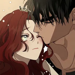 ♥️ kiss bacio, romantico, amore, coppia, cartoni animati, anime telegram sticker