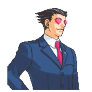 😍 Phoenix Wright Ace Attorney Phoenix Wright, Ace Attorney, ตาเป็นรูปหัวใจ, อนิเมะ, วิดีโอเกม, ทนายความ, ความรัก telegram sticker