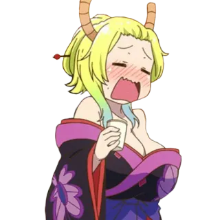 😰 Lucoa Miss Kobayashi's Dragon Maid Anime, Lucoa, Draak, Meid whatsapp sticker