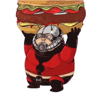 🍔 Ant-Man Ant-Man, superhero, burger, makanan, Marvel, kartun, karakter whatsapp sticker