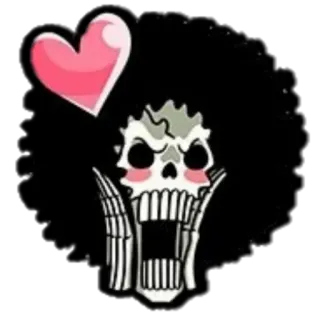🥰 Brook One Piece One Piece, Brook, Anime, Manga, Teschio, Cuore, Cartone animato telegram sticker
