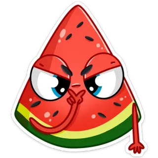 😠 anguria, frutta, cartone animato, cibo, adesivo whatsapp sticker