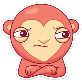 😒 małpa, zwierzę, emoji, naklejka, kreskówka, słodki, wyraz, sarkastyczny whatsapp sticker
