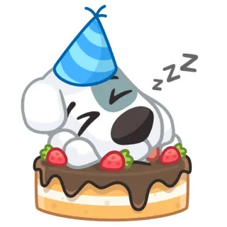 😴 dog, birthday, party, cake, cute, animal, celebration telegram sticker