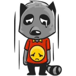 🙁 procione, triste, piangere, emoji, cartone animato, adesivo whatsapp sticker