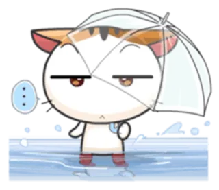 ☔ cat, umbrella, rain, emoji, cute, cartoon telegram sticker