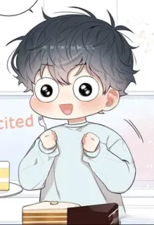 🦢 cited cartoon, anime, child, cute, cake, celebration telegram sticker