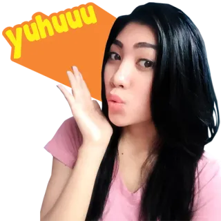 😙 Yuhuuu Frau, Gruß, Feier, Spaß, glücklich telegram sticker
