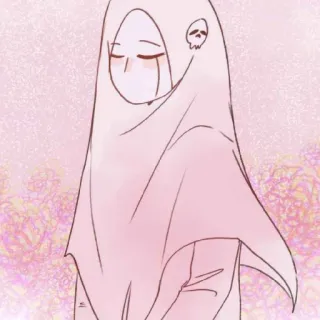 😄 Hijab, Muslim, Islami, Wanita, Tengkorak, Gambar telegram sticker