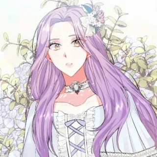 ✨ femme, portrait, illustration, anime, cheveux violets telegram sticker