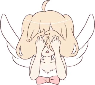 🙈 anjo, fofo, kawaii, asas, desenho animado, anime telegram sticker