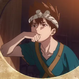 ⛰ Ishigami Senku Dr. Stone anime, Dr. Stone, Ishigami Senku, science, character, headband telegram sticker