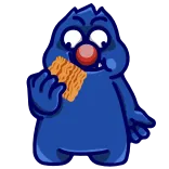 🍜 怪物, 卡通, 吃, 蓝色, 零食, 角色 whatsapp sticker