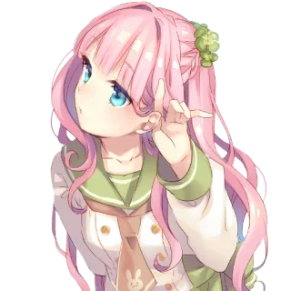 🌸 Anime, Mädchen, pinke Haare, süß, Cartoon, Charakter, Illustration telegram sticker