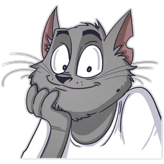 😌 cat, cartoon, animal, sticker, gray cat whatsapp sticker