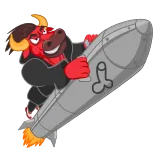 🚀 Taureau dessin animé, Fusée, Offensant, Dessin animé, Missile telegram sticker