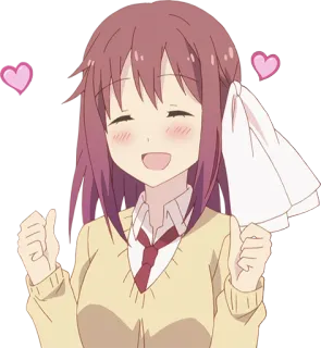 🥰 Anime, Garota, Corações, Feliz, Uniforme escolar telegram sticker
