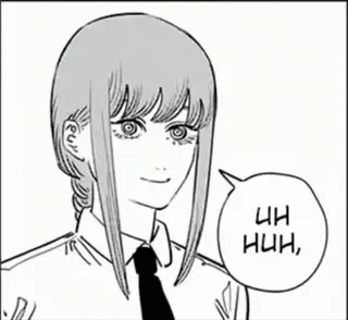 👍 Makima Chainsaw Man UH HUH, มาคิมะ, chainsaw man, อนิเมะ, มังงะ, ตัวละคร, ผู้หญิง, ยิ้ม telegram sticker