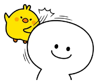 😠 Dessin animé, Mignon, Poussin, Oiseau, Visage souriant, Minimaliste whatsapp sticker